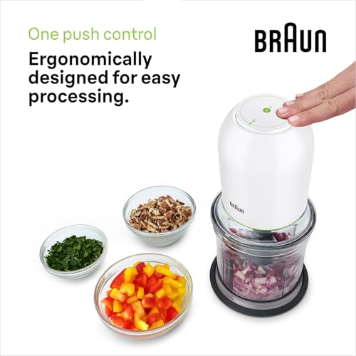 Braun MultiPractic 3 Chopper and Mincer | 2 Speed | 500 Watts | 500ml Bowl Capacity | Quad Blade System for Chopping | Ice Crushing | Mincing | Grinding | Pureeing - CH 3011 - White