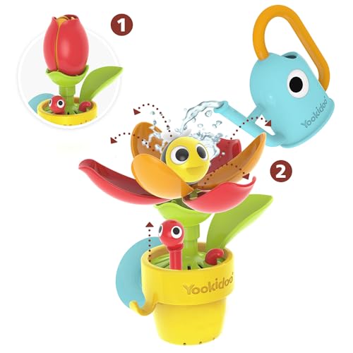 YOOKIDOO 40221 – Baby Bath Toy Garden Theme – Bath and Shower Game – Watering Can, Flower, Water Game – Baby Gift from 18 Months