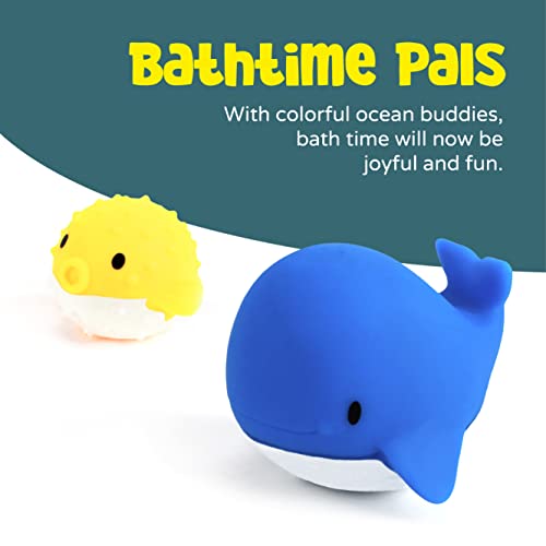 The Moon Brand Baby Sea Life Toys � 6Pcs Bath Fish Toys for Toddlers � Soft Baby Pool Accessories � Assorted Squeezable & Floating Aquatic Character Water Toys -Multi Color