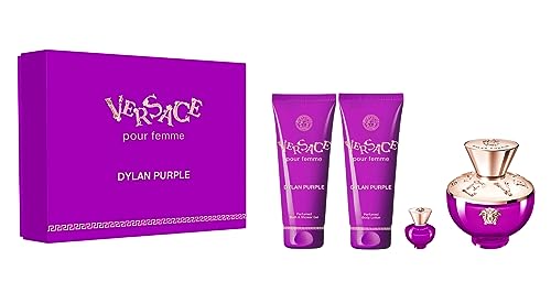 Versace Pour Femme Dylan Purple Eau De Parfum 100ML Perfume Gift Set for Women (Contents May Vary) Dylan Purple LOTE 4 pz