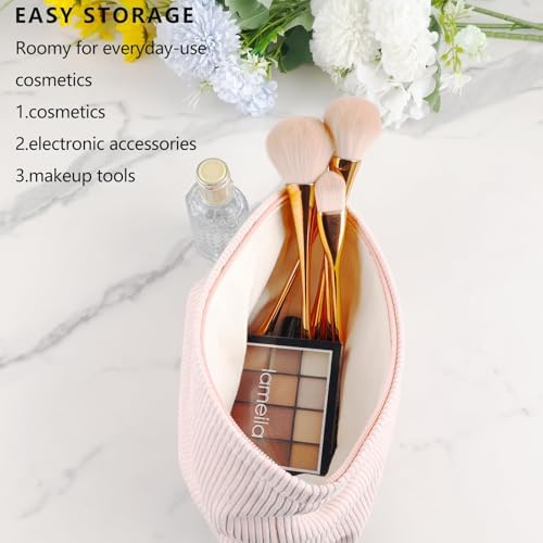 ZLFSRQ 3Pcs Checkered Makeup Bag for Women Large Cosmetic Bag Set Travel Toiletry Bag Makeup Pouch Bag for Purse Pink Zipper Storage Bag Organizer Cute Small Aesthetic Girls Car Essentials Bag