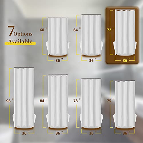 Barossa Design Stall Shower Curtain Fabric 36 x 72 inch - Waffle Weave, Spa, Hotel Collection, Heavy Duty, Water Repellent, White – Pique Pattern for Decorative Bathroom Curtains (230 GSM)