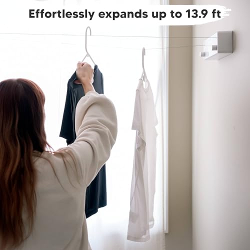 GorillaLine - Retractable Clothesline | Premium Heavy Duty Clothes Drying Laundry Line | Wall Mounted Stainless Steel Laundry Line | Retracting Hanging Clothing Drying Rack
