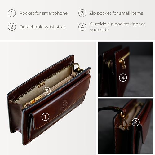 Time Resistance Lederclutch fr Herren - Herren Handtasche - Ledertasche Herren - Edles Portmonee - Umhngetasche Herren - Clutch aus Leder