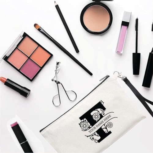 PRINTSHOP4ME Personalized Makeup Bag - Initial Monogram Cosmetic Pouch - Customizable Your Name - Monogrammed Makeup Pouch - Perfect for Travel Organizer - Cosmetic Bag for Women (N)