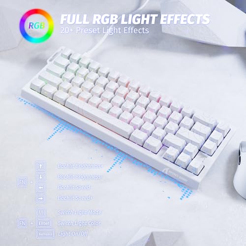 ATTACK SHARK X68 HE 8000Hz Rapid Trigger Keyboard, 0.01 mm RT Accuracy, Wired RGB 60% Gaming Keyboard with Magnetic Switches, Adjustable Actuation, Snap Tap, for PC/Mac, White Contours