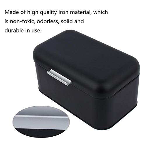 Bread Box, Metal Durable Retro Storage Box, Easy to Clean for Kitchen for Living Room Save Space(black)