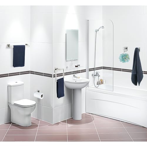 Delarkusi 5 Pieces Bathroom Hardware Accessories Set Brushed Nickel, Bathroom Towel Rack Set SUS304 Stainless Steel, Square Bath Towel bar Set Heavy Duty, Wall Mounted