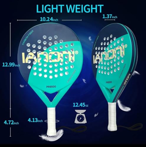 PADEL RACKET Paddle Racquet Full Carbon Fiber Light EVA Core Memory Foam with Bag