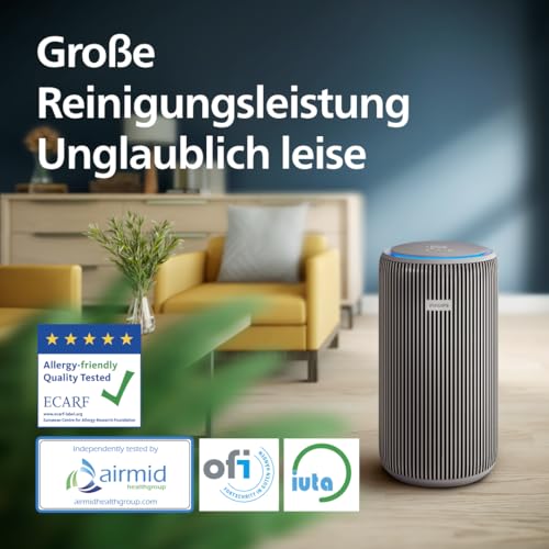 Versuni Philips PureProtect 3200 Series: Smart Air Purifier, HEPA & Activated Carbon Filter, 500 m³/h CADR for spaces of 130 m², Ultra Quiet and Energy Efficient (AC3210/12)