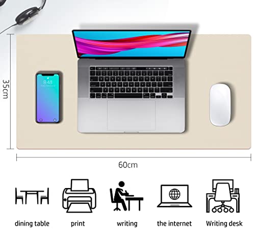 Aothia Mouse Mat Small protector Pad - Multifunctional Dual-sided Office Mouse Pad,Smooth Surface Soft Desk Pad,60cm x 35cm Waterproof Desk Mat, Pu Leather Desk Cover for Office/Home