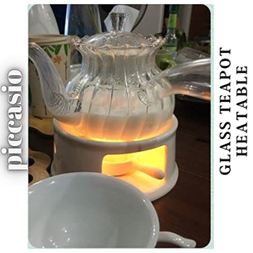 PICCASIO Glass Teapot with Stainless Steel Infuser & Lid,Tea Kettle Stovetop Safe, Blooming Tea Clear Kettle,Tea Maker, For Hot Tea, Iced Tea, Cold Brew Tea, Coffee Pot Ideal for Home Office & Hotel