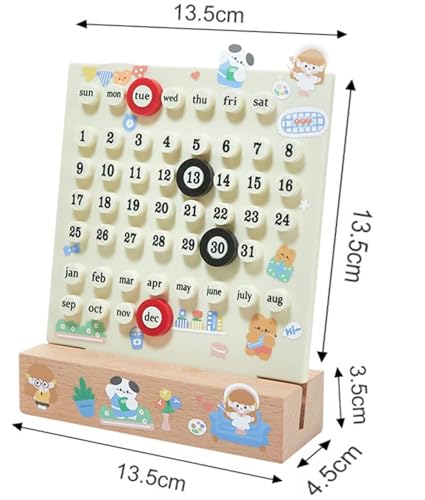 Wooden Desk Calendar Perpetual Calendar Desk Wood Calendar Stand Acrylic Calendar Desktop Decor Week Month Date Display Holder for Office, Desk Accessories, Shop, Desk Decor