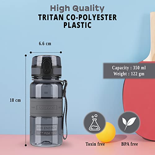 Drinking Water Bottle | Water Bottle for Men, Women & Kids | Leakproof BPA Free Yoga & Gym Running Water Bottle with One-Click Lock | Anti-Fall Tritan Sports Water Bottle (350-ml, Bark Gray)