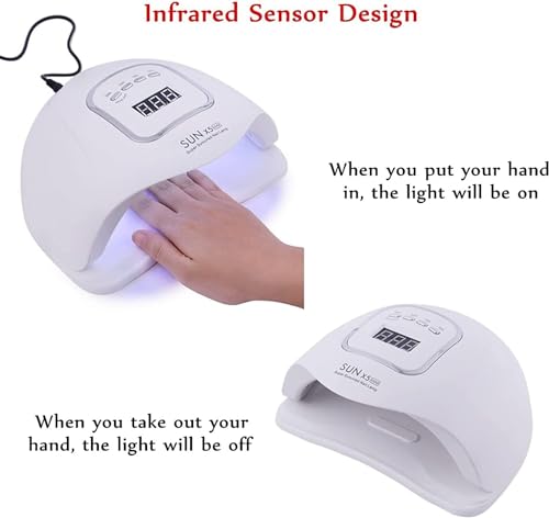 SKY-TOUCH Professional Gel Polish Led Nail Drying Lamp,Nail Dryer Sun X5 PlUS 54W Uv Lamp For Professional Manicure Salon,Nails, Polish, Curing, Manicure, Pedicure,Nail Arts Tools, White