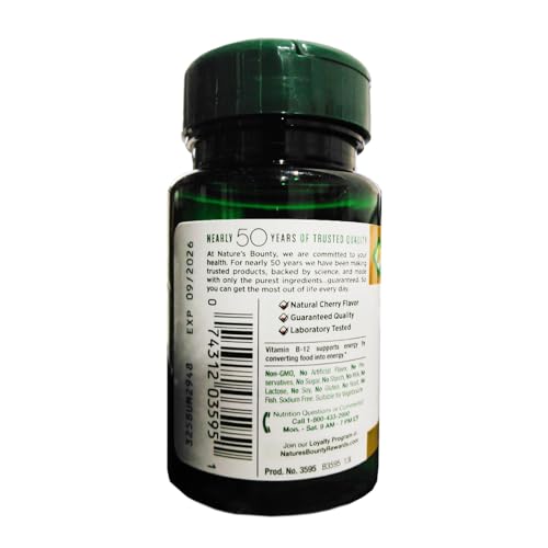 Nature's Bounty Vitamin B12 Supplement, Supports Metabolism and Nervous System Health, 500mcg, 100 Count