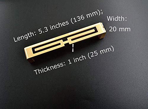 Mou 4 Pcs of Chinese Cabinet Hardware Handles, Drawer Pulls, Closet Handles Stylish Golden Copper Handles Double-Hole Handle