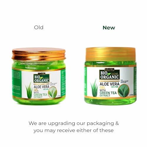 Indus Valley Bio Organic 100% Pure Aloe Vera Gel with Vitamin C & E for Skin & Hair | Non-Sticky Natural Aloe vera Gel - Soothes & Face Moisturizes, Irritated Skin Caused by Sunburn, Rashes(175Ml)