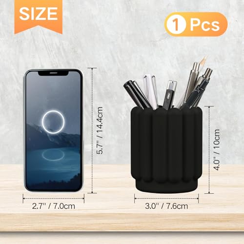 Tazweeq Silicone Pen Holder, Pencil Holder, Cute Pens Cup, Children's Desk Office Decoration, Desktop Accessories, Pen Holder Desk Organizer (Black)
