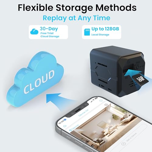 javiscam Mini Camera, 4K HD Nanny Cam for Home with Longer Battery Life, Motion Detection, App Control, Cloud & SD Storage, Wireless Camera for Pet/Baby/Nanny Surveillance
