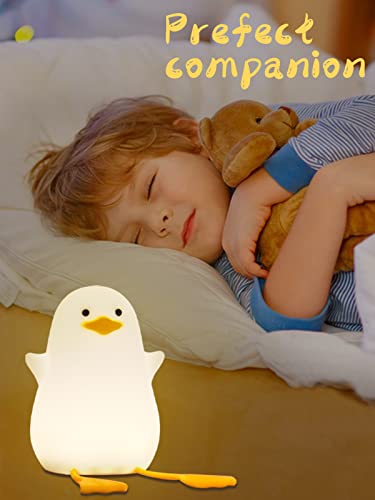 Ammonite Duck Night Light, Cute Silicone Duck Lamp, Soft Silicone Kids Nursery Night Light USB LED Touch Lamp Kids Bedroom Decor as Xmas Birthday Gifts for Boys & Girls
