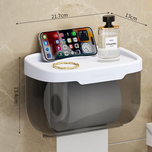 Toilet Paper Holder Wall Mount,Wall Mounted Tissue Box, Waterproof Paper Holder Bathroom Roll Holder, Bathroom, Kitchen（black）