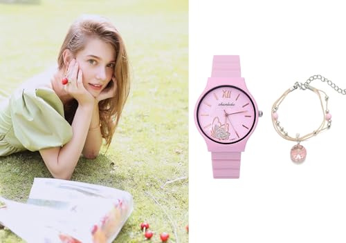 Kids Watchs for Girls Cute Cartoon Wrist Watch Gift Sport Girls Watch Outdoor Pink Watch Ideal Gift for Toddlers Children Learning Time