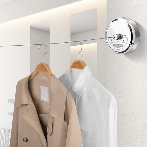 KKD Stainless Steel Retractable Cloth Line Adjustable Lockable Hanging Washing Line (Pack of 3)