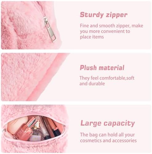 ZLFSRQ 3Pcs Checkered Makeup Bag for Women Large Cosmetic Bag Set Travel Toiletry Bag Makeup Pouch Bag for Purse Pink Zipper Storage Bag Organizer Cute Small Aesthetic Girls Car Essentials Bag