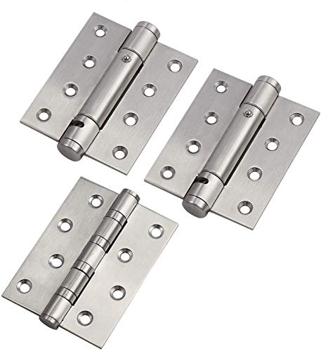 Tritow Adjustable Door Hinges 4inch Fire Rated Door Hinges Self Closing Adjustable Spring Hinge Single Action Stainless Steel Polished Chrome Home Hardware Hinge Accessories (Size : 3pcs)