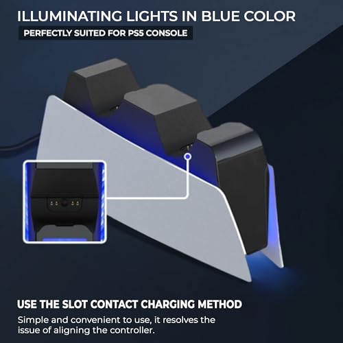 MMG PS5 Charging Station | Fast PS5 Controller Charger for Playstation 5 Dualsense Controller | USB Type C Charging Dock with LED Indicator