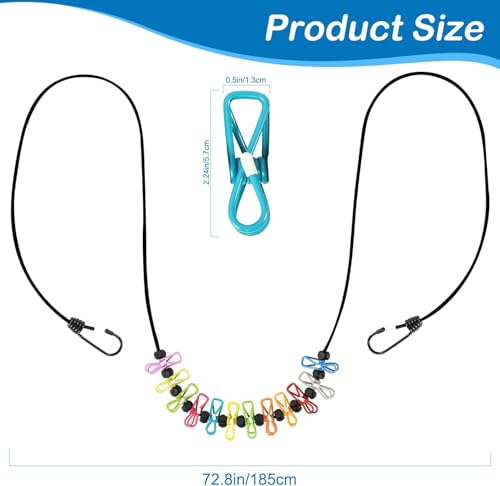 Retractable Portable Clothesline for Travel,Clothing line with 12 Clothes Clips, for Indoor and Outdoor Laundry Drying line,Outdoor Camping Accessories