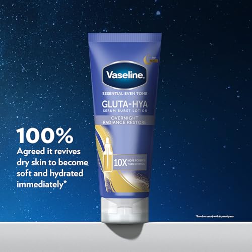 Vaseline Gluta-Hya Serum Burst Lotion, Overnight Radiance Restore, with GlutaGlow Technology, Hyaluronic Acid and Collagen, 10x More Powerful than Vitamin C, 200ml