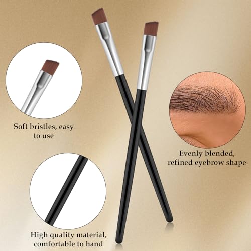 6 PCS Angled Eyeliner Eyebrow Brush Set Flat Tapered Eye Shadow Tint Brush Fine Detail Makeup Brush Tool Portable Concealer Brush Professional Soft Cosmetic Blending Brush for Women Beauty Accessories