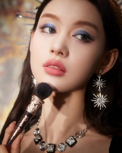 Flower Knows Little Angel Blush Brush - Premium Makeup Brush for Liquid, Cream, Powder - Buffing, Blending, Face - Soft Synthetic Bristles (Obsidian)