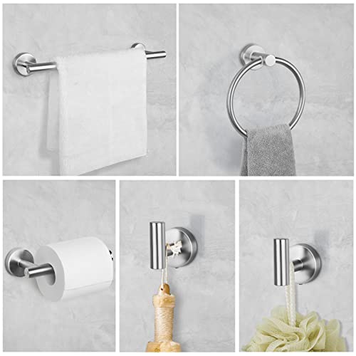 Shamyoy Brushed Nickel 16 Inch Towel Racks for Bathroom Hardware Accessories Set Towel Bar Set 5 Pieces Wall Mounted