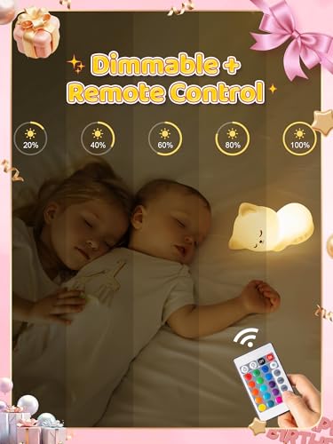 Mubarek ã€Remote + Gifts Packageã€‘ Cat Gifts for Girls,16 Colors Dimmable Teen Girl Gifts Trendy Stuff, TAP for Fun Cute Stuff for Teen Girls