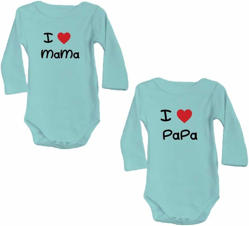 Pack of 2 Unisex Baby Romper with Mama and Papa Printed Design for Newborns,Infants, Toddlers Full Sleeve Jumpsuit Snap Closure for Easy Diaper Changes Ideal for Baby Shower
