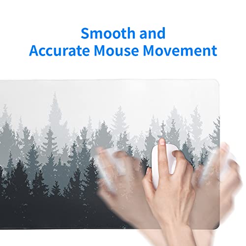 Brecoy Desk Mat,Large Mouse Pad 31.5x11.8 Inch XL Extended Gaming Mouse Pad Mat with Non-Slip Base Stitched Edges Mousepad for Computer,Office,Keyboard and Laptop - Fog Misty Forest