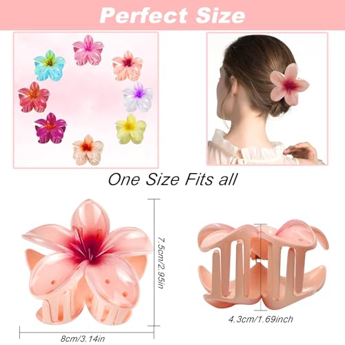 KOWVOWZ 8 PCS Hawaiian Flower Hair Clip, Summer Beach Essentials Hair Accessories, Plumeria Claw Clips, Hawaiian Hair Decorations for Wedding Party Beach Decoration