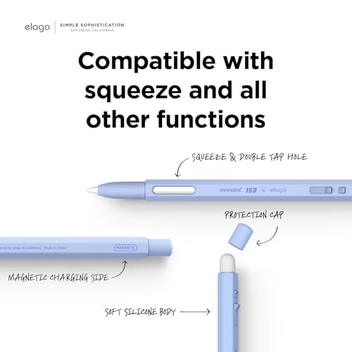 elago x MONAMI Pencil Case Compatible with Apple Pencil 2nd Generation Cover Sleeve, Classic Design, Compatible with Magnetic Charging and Double Tap - Viola