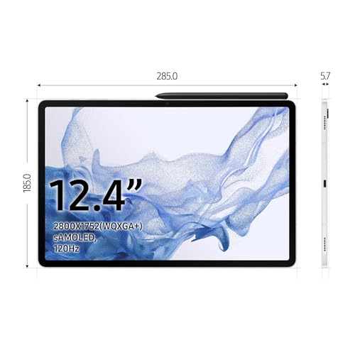 Samsung Galaxy Tab S8 Android Tablet, 12.4" LCD Screen, 128GB Storage, S Pen Included, Qualcomm Snapdragon, All-Day Battery, Ultra Wide Camera, 5G  WiFi, Silver (UAE version)