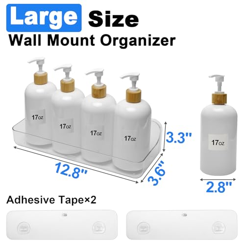 Diesisa Acrylic Wall Mounted Shower Caddy, Clear, 12.4" x 3.42" x 3.26" Acrylic Shelf, No Drilling Hang Walls Adhesive Shelf, Acrylic Bathroom Shelves with Self Adhesive Tape for Bathroom, Kitchen