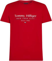 mens HILFIGER CENTER STACK TEE S/S T-Shirt - Medium Red