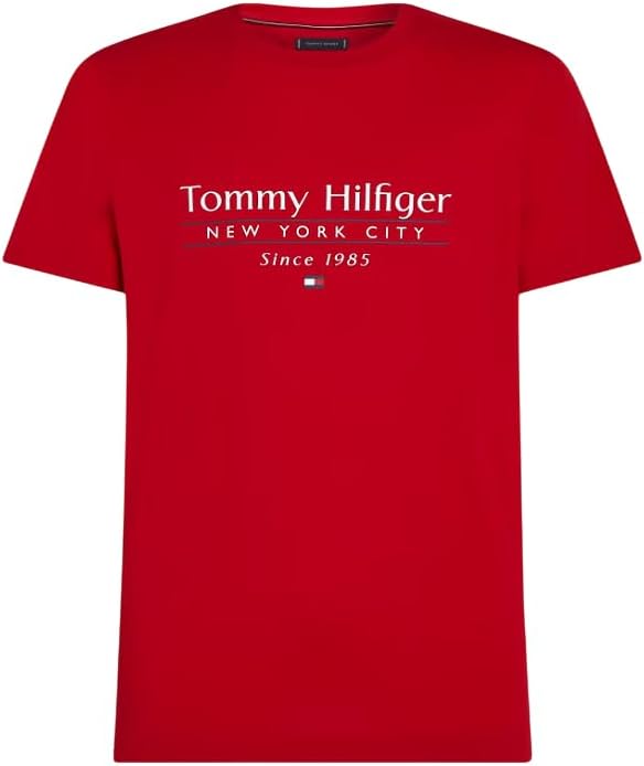 mens HILFIGER CENTER STACK TEE S/S T-Shirt - Medium Red