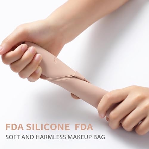 TERRIFI Silicone Makeup Brush Holder - Travel Makeup Bag for Women, Portable Cosmetic Organizer Case, Soft and Sleek, Essential Brushes Pouch for Travel