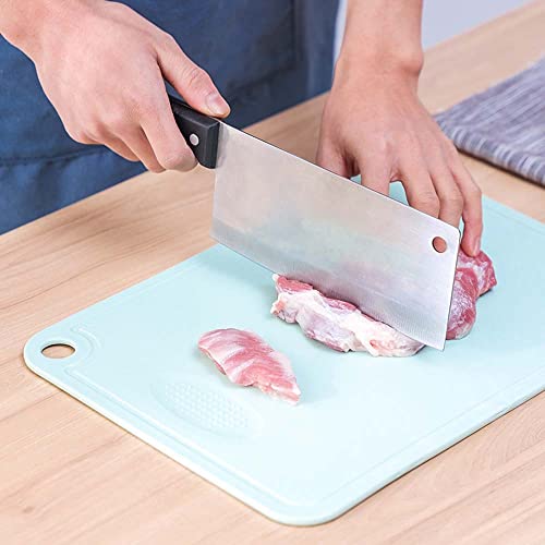 Vomaliy Chopping Board Set, 3 Colors Plastic Chopping Board with Juice Groove & Garlic Grinding Groove for Meat, Vegetables, Cheese, Bread, Fruits, ect, Measuring 34 x 25 x 0.5 cm