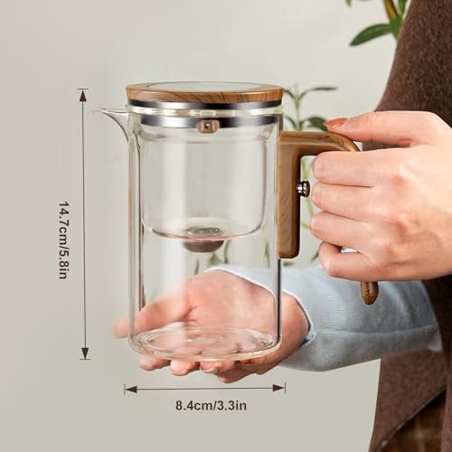 Angju Enchanti Tea Pot, Glass Teapot with Infuser, Magic Witchcraft Enchanted Tea Kettle with Strainer for Water Separation, Magical Push Control Tea pot for Loose Leaf & Herbal Teas -600ML