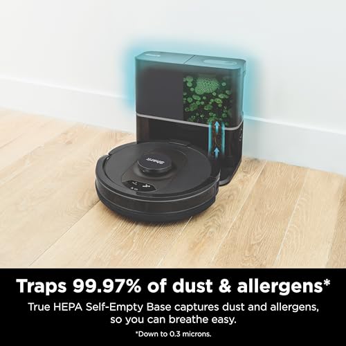 Shark AV2501S AI Robot Vacuum with HEPA Self-Empty Base, Bagless, 30-Day Capacity, LIDAR Navigation, Perfect for Pet Hair, Compatible with Alexa, Wi-Fi Connected, Dark Grey