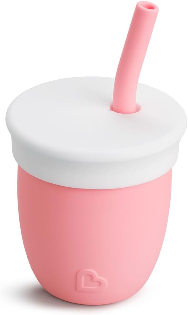 Munchkin C’est Silicone! Open Training Cup with Straw for Babies and Toddlers 6 Months+ Ideal Transition Sippy Cup, Free Flow Sippy Cup to Straw Cup for Baby and Toddler weaning, 4oz / 120ml, Mint